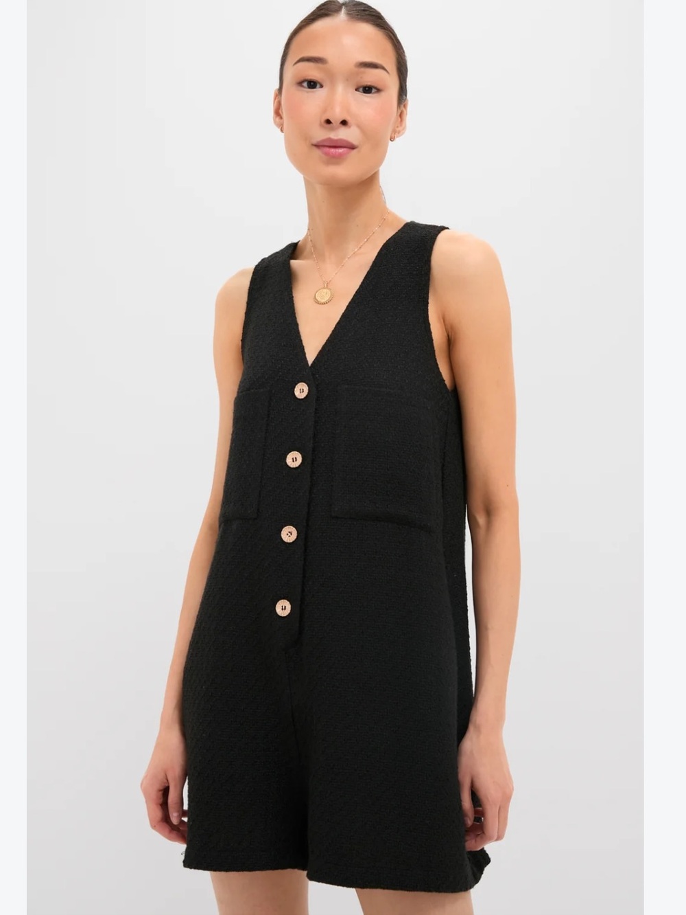 Tuckernuck Black Textured Myla Romper Size Small